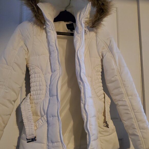 Rampage XS White Puffer Coat Removable Faux Fur Trim Hood - Picture 8 of 12